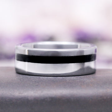 Black Onyx Wedding Band in Tungsten Carbide (8mm)