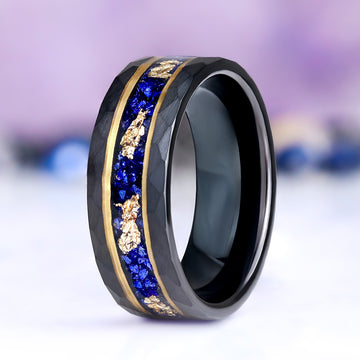 Skye Kite® Blue Sapphire & Gold Leaf Couples Ring Set