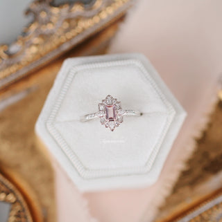 Art Deco Mosaic Morganite Couples Ring Set