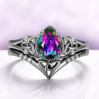 Celtic Knot Mystic Topaz Ring | Gothic Alternative Engagement Ring