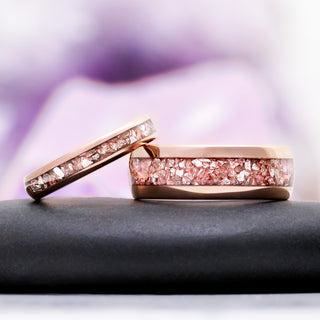 Crushed Morganite Couples Ring Set