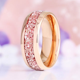 Morganite Men's Wedding Band in Rose Gold Tungsten (8mm)