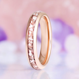 Crushed Morganite Wedding Band, 4mm, by Aquamarise