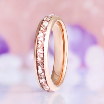 Crushed Morganite Wedding Band, 4mm, by Aquamarise