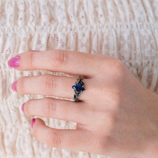 Dark Fairy Galaxy Ring features a mesmerizing galaxy blue sandstone