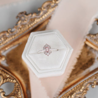 Art Deco Mosaic Morganite Couples Ring Set