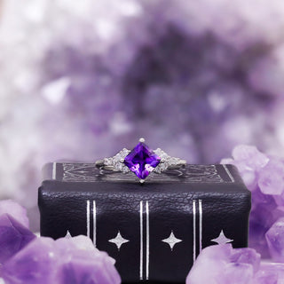 Ellie Natural Amethyst Engagement Ring in Sterling Silver