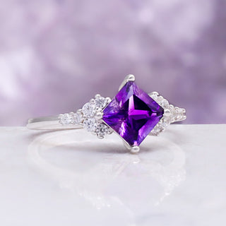 Ellie Natural Amethyst Engagement Ring in Sterling Silver