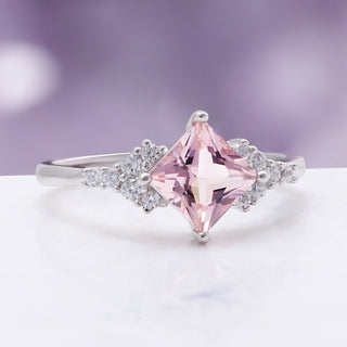 Ellie Princess Cut Morganite Engagement Ring by Aquamarise, side profile view