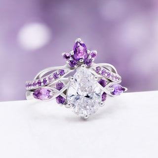 Feyra Natural Amethyst & Diamond Ring in Sterling Silver by Aquamarise