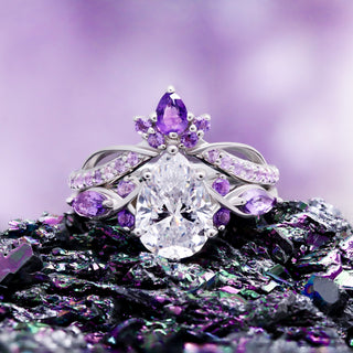 Feyra Natural Amethyst & Diamond Ring in Sterling Silver by Aquamarise, top view