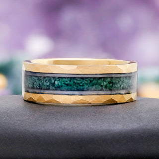 Skye Kite® Green Moss Agate Couples Ring Set – close-up detail