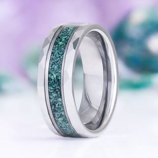 Green Moss Agate Wedding Band in Tungsten Carbide (8mm)