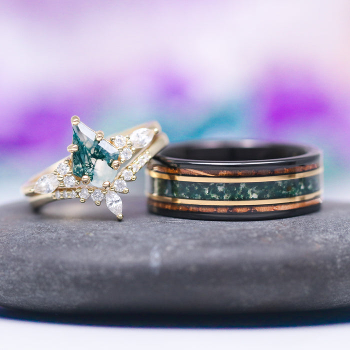 Skye Kite® Green Moss Agate Ring Set