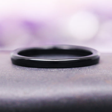 Minimalist Black Tungsten Couples Ring Set by Aquamarise featuring a sleek, polished black tungsten carbide band with a slim profile, part of Matching Couples' Rings, Black Finish Rings, and Meaningful Jewelry Gifts collections.