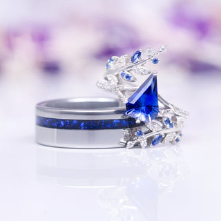 Crushed Blue Sapphire Wedding Band in Tungsten (8mm)