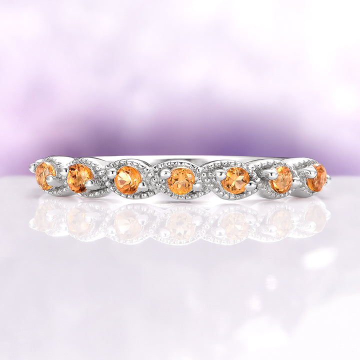 Vintage Natural Citrine Band in Sterling Silver