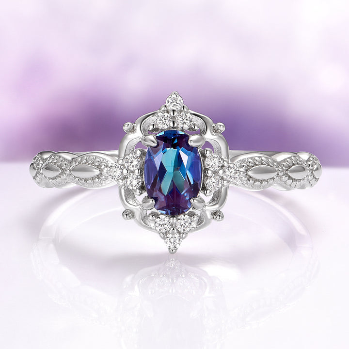 Claire Vintage Alexandrite Ring in Sterling Silver