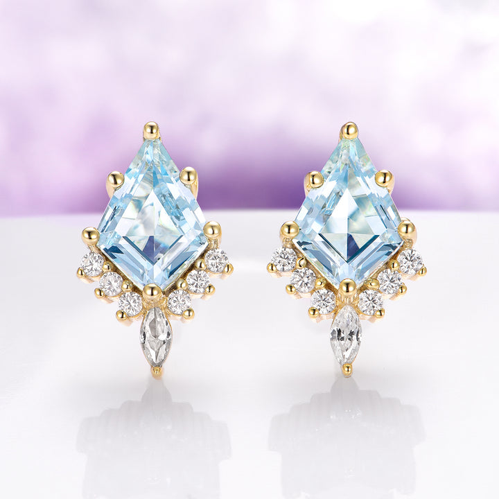 Skye Kite® Aquamarine Stud Earrings in 14K Yellow Gold Vermeil
