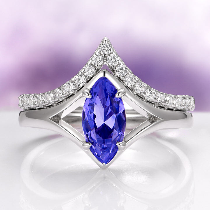 Marquise Tanzanite Ring Set in Sterling Silver