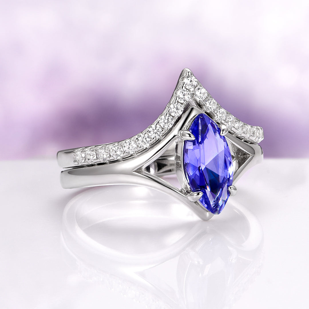 Marquise Tanzanite Ring Set in Sterling Silver