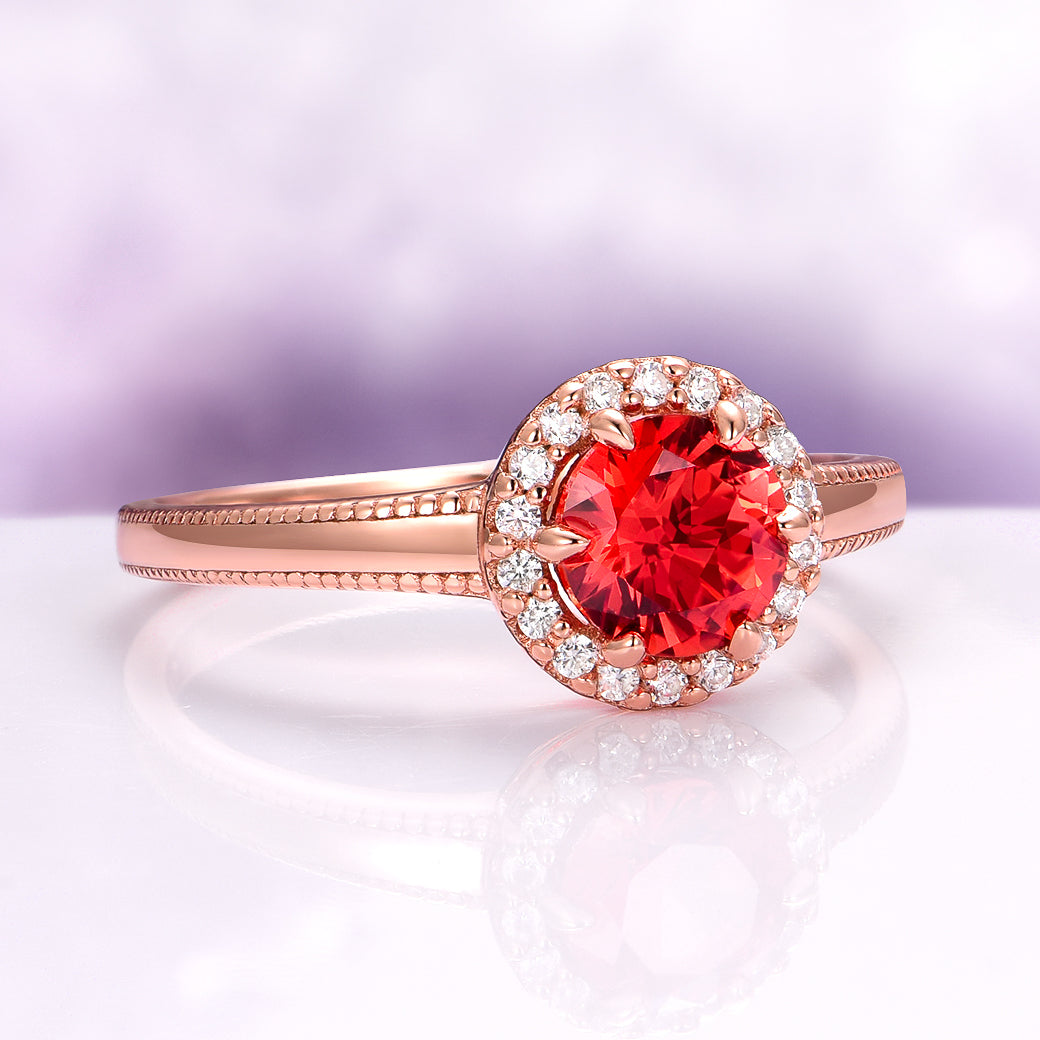 Ella Padparadscha Sapphire Ring in 14K Rose Gold Vermeil