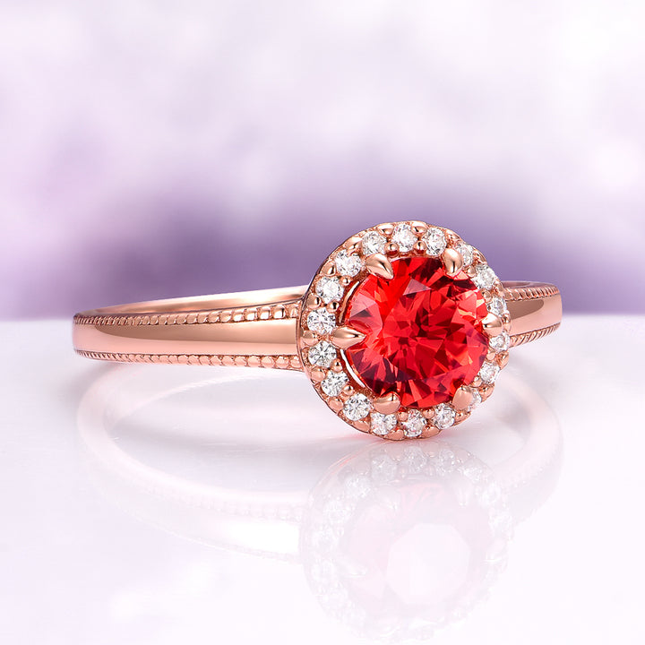 Ella Padparadscha Sapphire Ring in 14K Rose Gold Vermeil