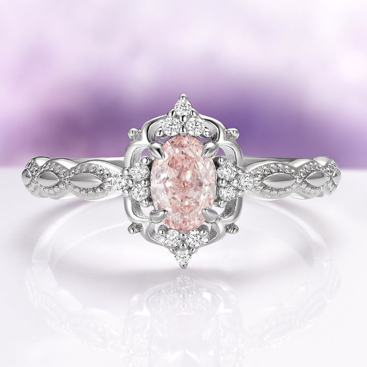 Claire Vintage Morganite Engagement Ring in 14K White Gold