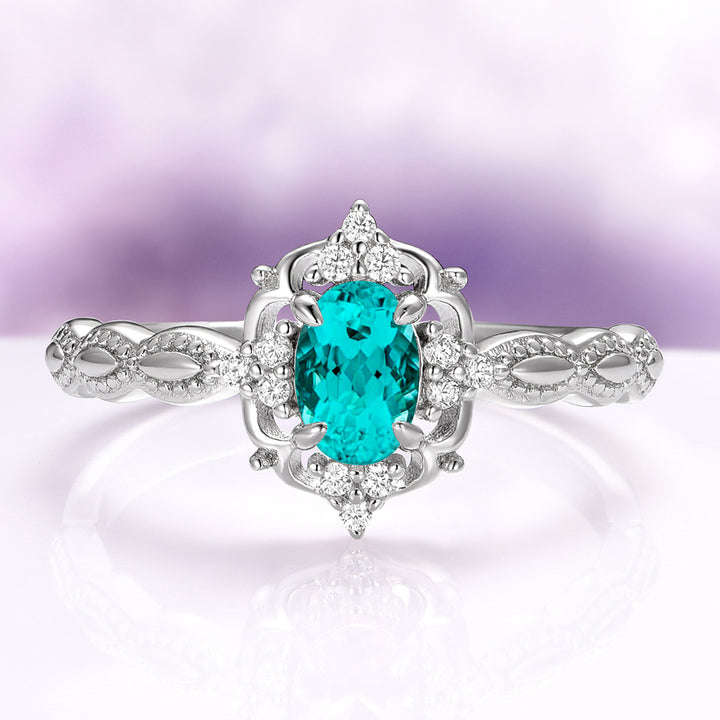 Claire Vintage Paraiba Tourmaline Ring in Sterling Silver