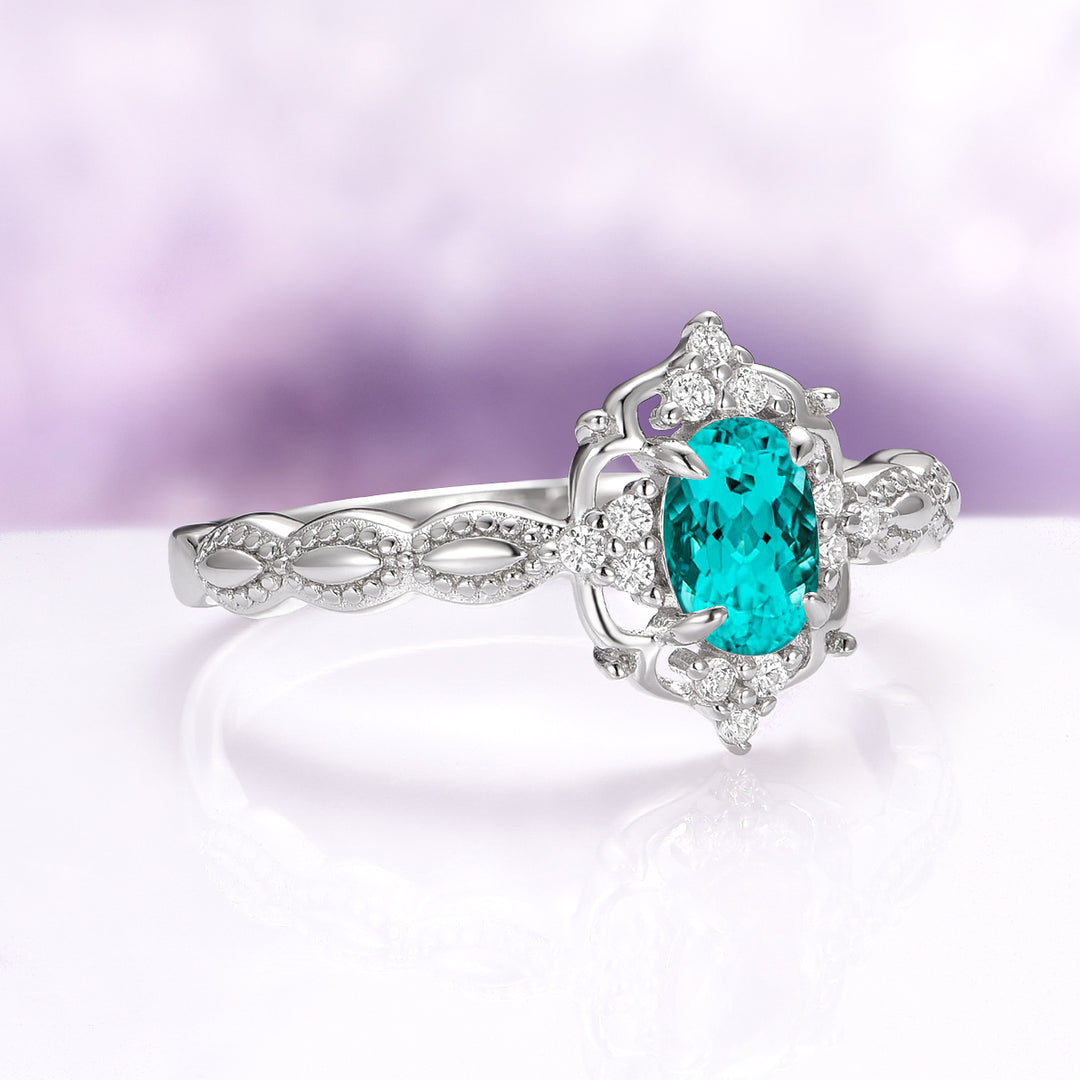 Claire Vintage Paraiba Tourmaline Ring in Sterling Silver