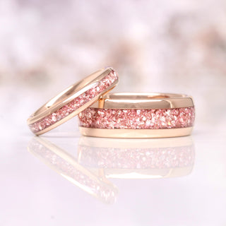 Morganite Wedding Band- 8MM Rose Gold Tungsten