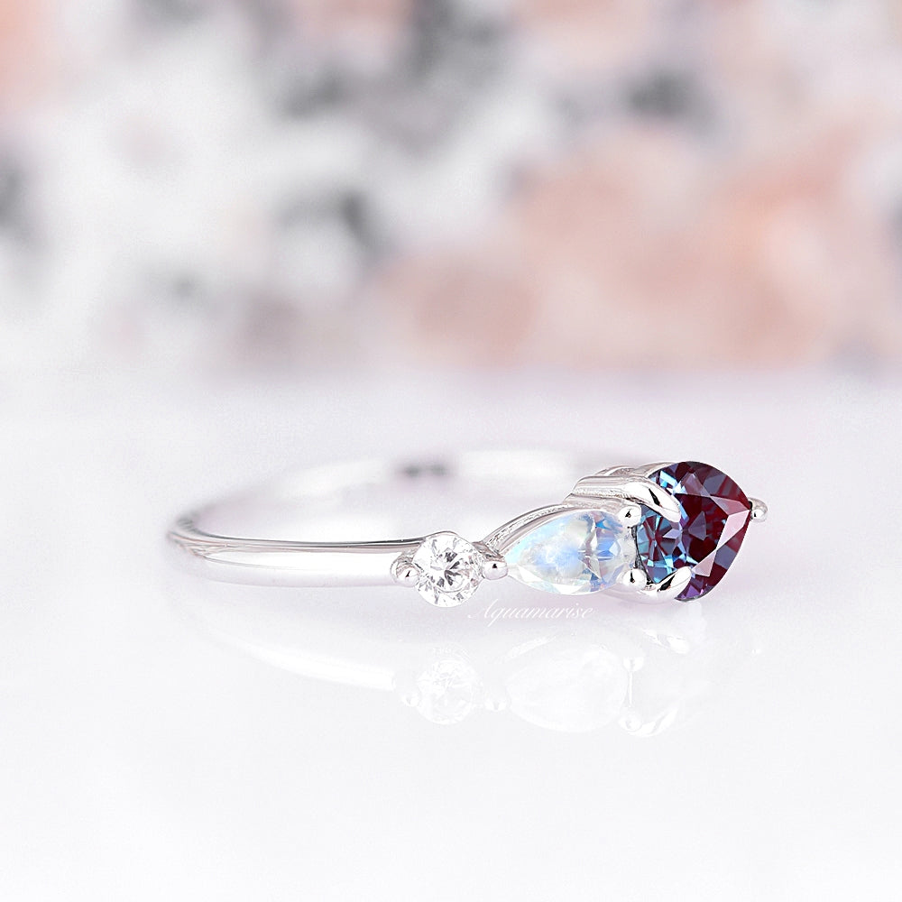 Alexandrite & Moonstone Ring- 925 Sterling Silver