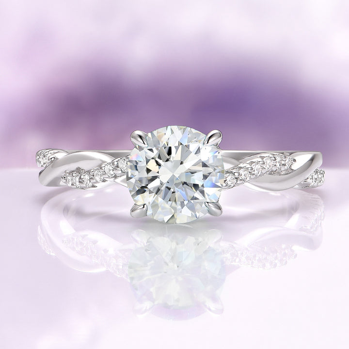 Sophia White Sapphire Twisted Vine Engagement Ring in Sterling Silver