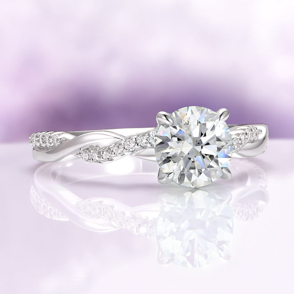 Sophia White Sapphire Twisted Vine Engagement Ring in Sterling Silver