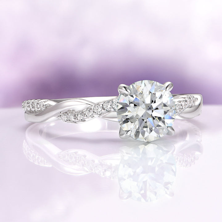 Sophia White Sapphire Twisted Vine Engagement Ring in Sterling Silver
