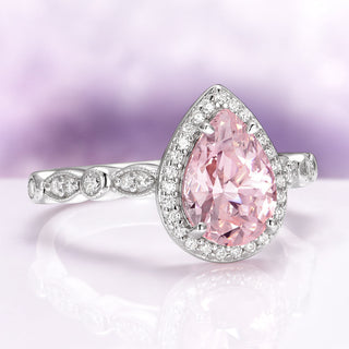 Teardrop Morganite Ring in Sterling Silver