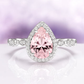Luxe Teardrop Morganite Ring in Sterling Silver