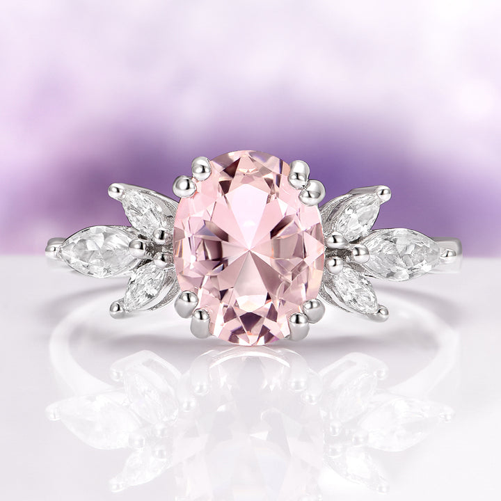 Eva Lotus Blush Pink Morganite Engagement Ring in 14K White Gold