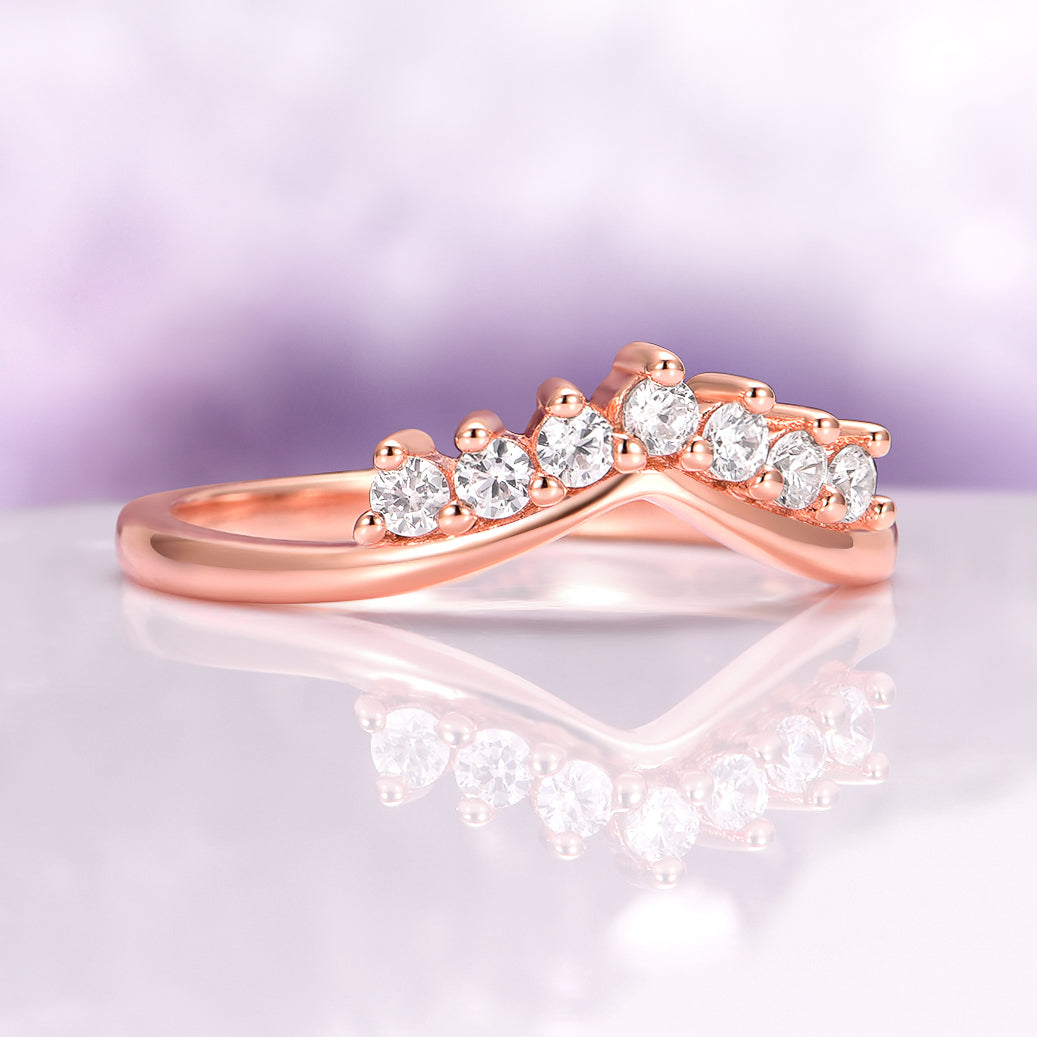 Petite Crown Stacking Wedding Band in 14K Rose Gold Vermeil