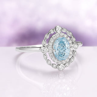 Valentina Vintage Inspired Aquamarine Engagement Ring in 14K White Gold