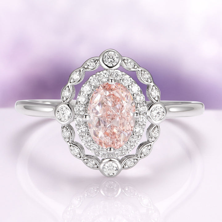 Valentina Art Deco Morganite Engagement Ring in 14K White Gold