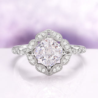 Luxe Simulated Diamond Vintage Engagement Ring in Sterling Silver