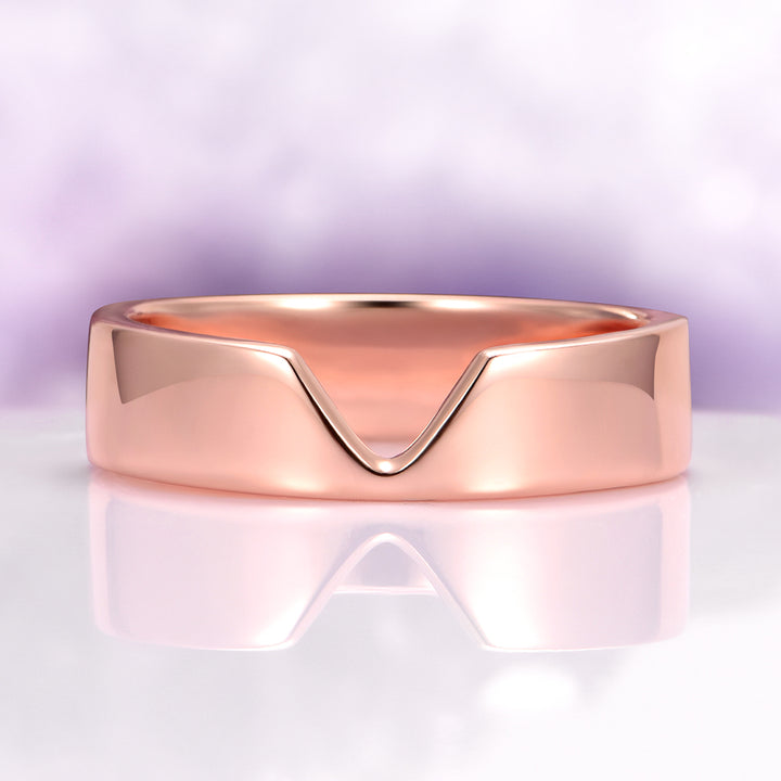 Chevron Kite Wedding Band in 14K Solid Rose Gold (5mm)