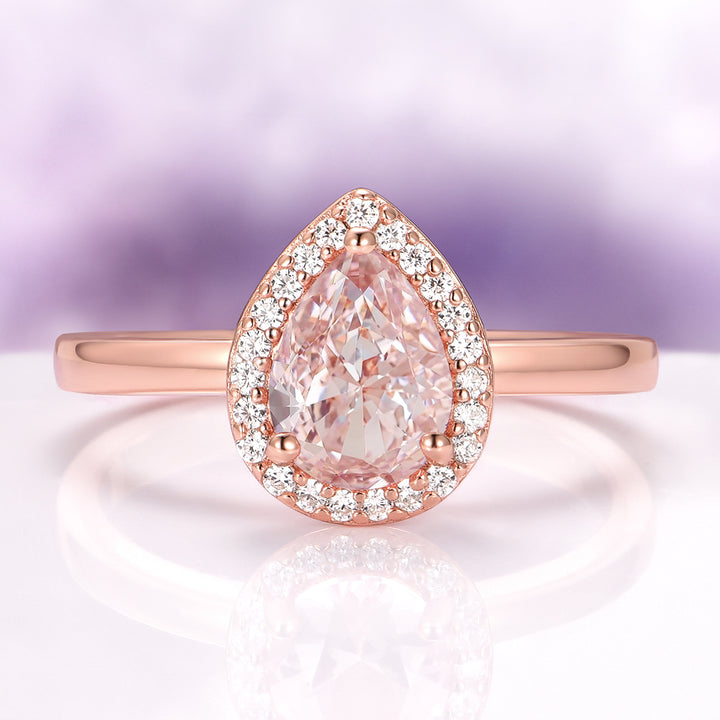 Camila Teardrop Morganite Engagement Ring in 14K Rose Gold Vermeil