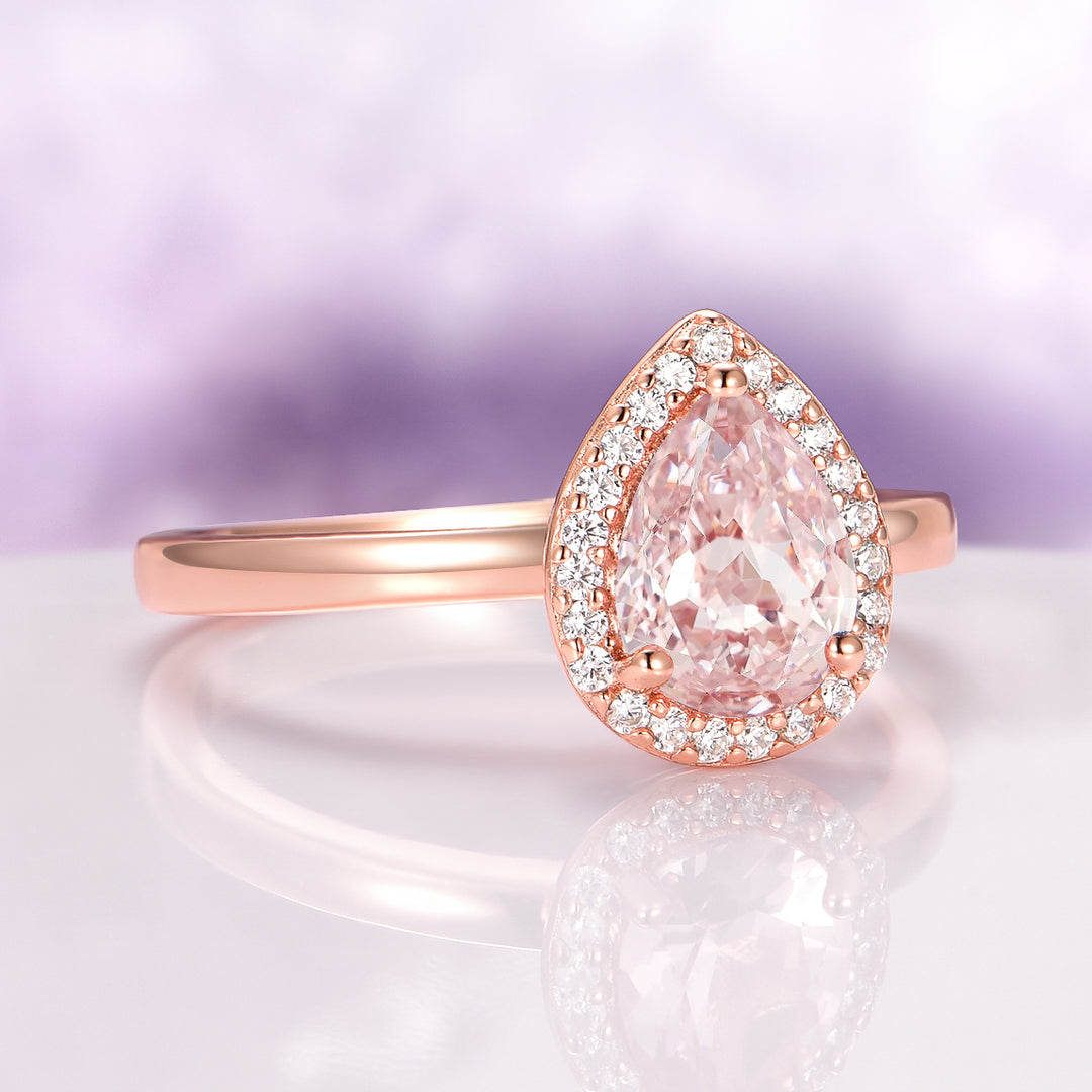 Camila Teardrop Morganite Engagement Ring in 14K Rose Gold Vermeil