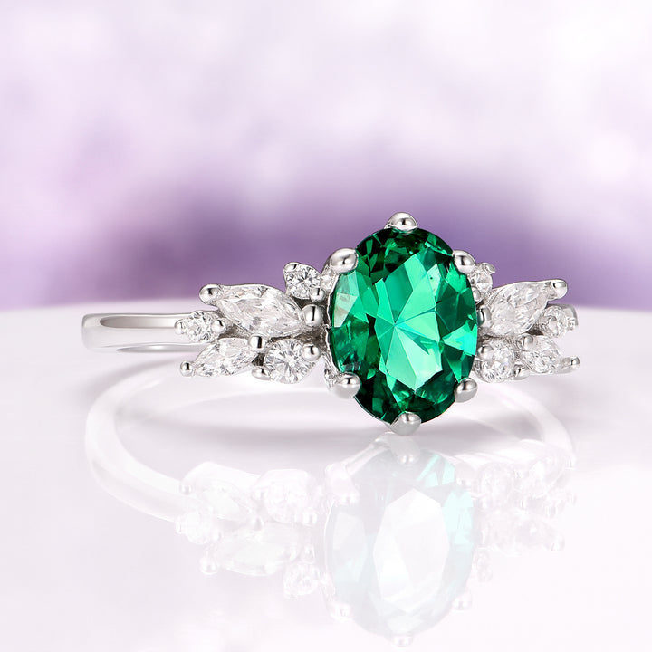 Emerald Leaf Couples Ring