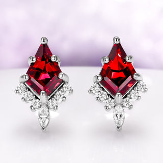 Skye Kite® Natural Red Garnet Stud Earrings in Black Ruthenium