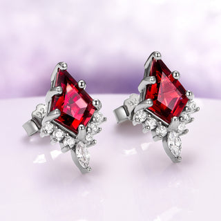 Skye Kite® Natural Red Garnet Stud Earrings in Black Ruthenium