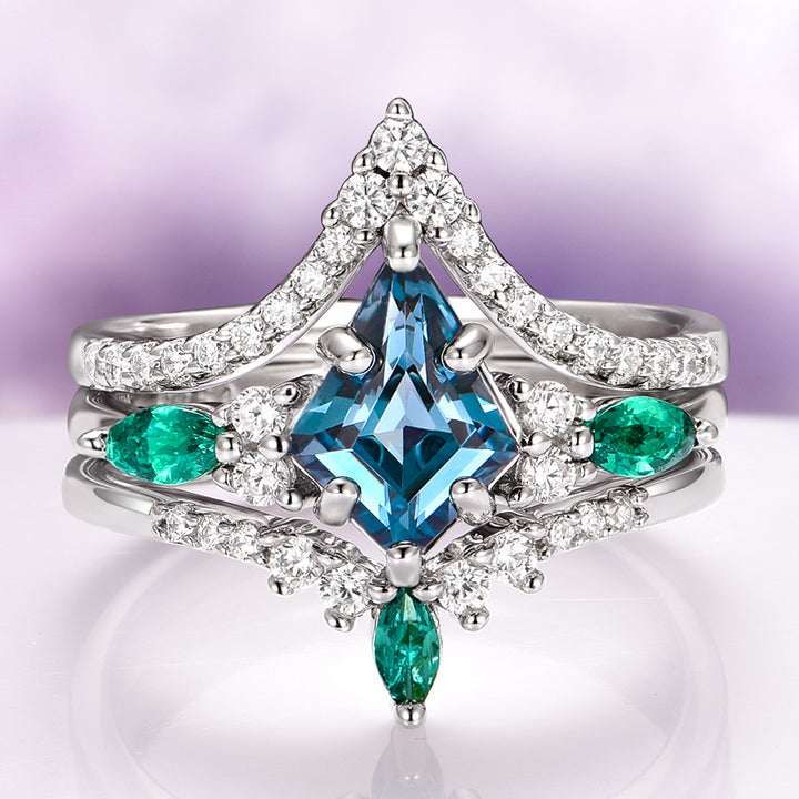 Skye Kite® London Blue Topaz & Emerald Deer Couples Ring
