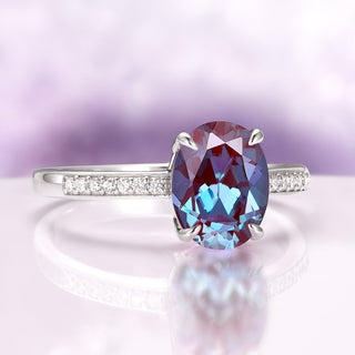 Ava Oval Cut Alexandrite Engagement Ring in 14K White Gold